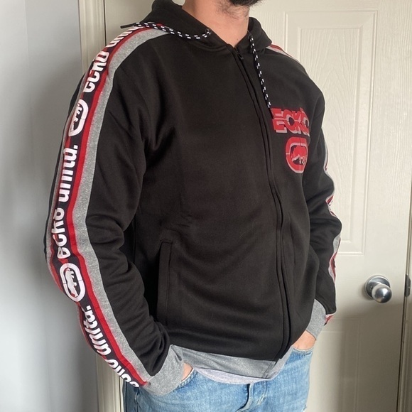 Y2K Streetwear Zip Hoodie Large NWT Ecko Logo Tape 2000s Hip-Hop - Picture 3 of 14